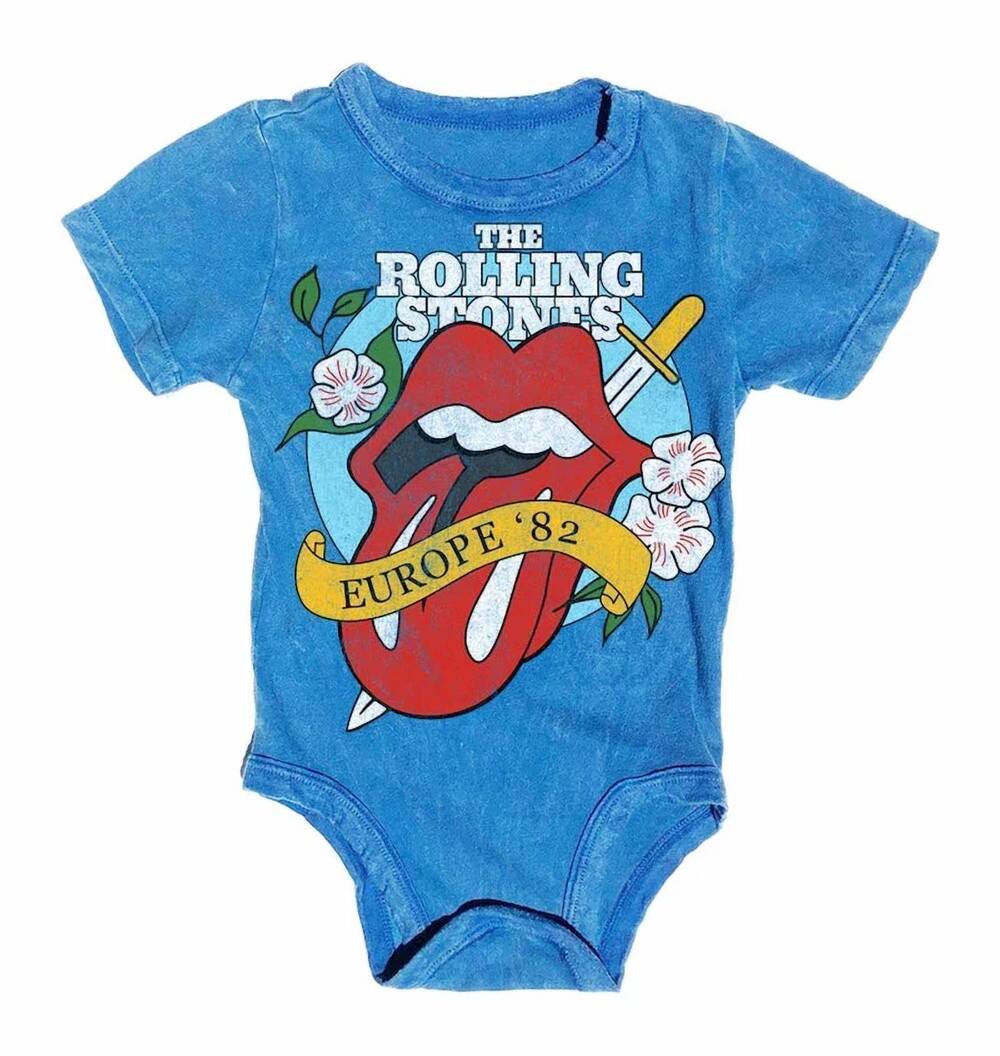 NEW ROWDY SPROUT kid's rolling stones onesie in blue